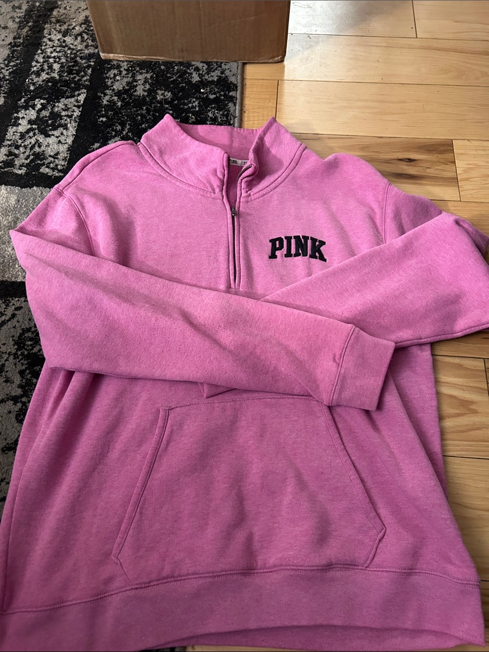 PINK Victoria's Secret Heather Pink Quarter-Zip Pullover